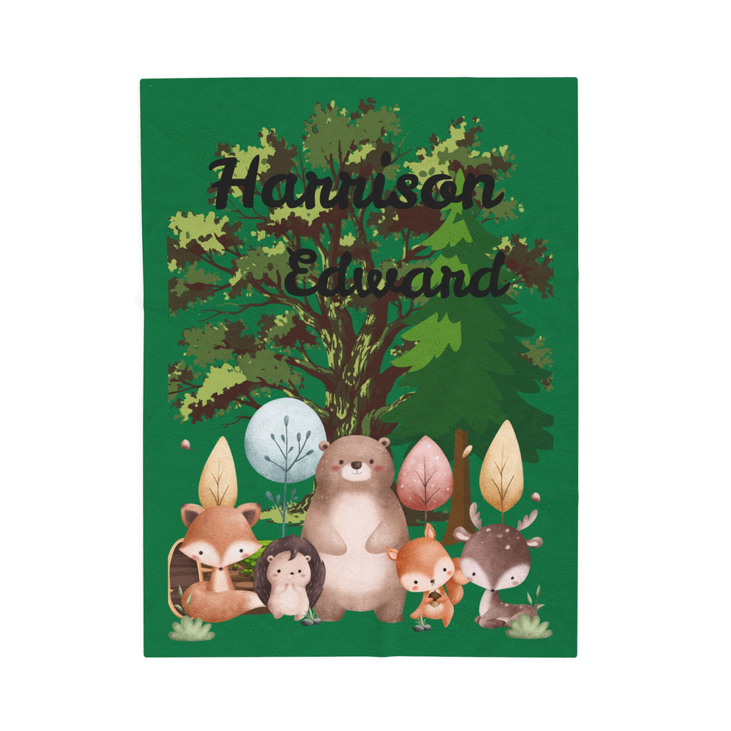 Personalized Baby Blanket - Woodland Animals