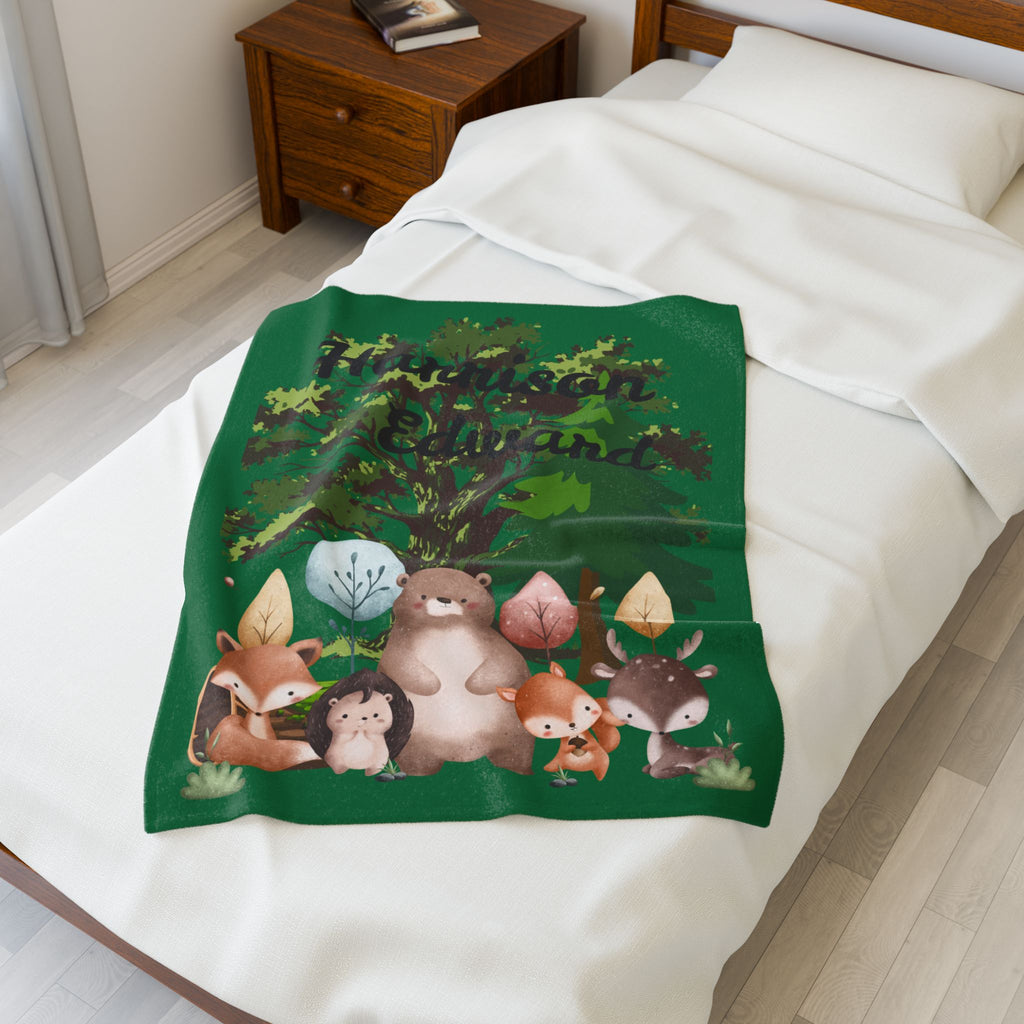 Personalized Baby Blanket - Woodland Animals